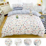 Triogift Good Quality 100% Cotton Bedding Set: 1 Duvet Cover 2 Pillowcases 1 Sheet, Soft Breathable for Single or Couple Bed, 20 Sizes