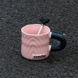 Triogift  -  Modern Simple Coffee Ceramic Mug Milk fufu Collider with Handle Water Cup Household Breakfast Oatmeal Milk Cup