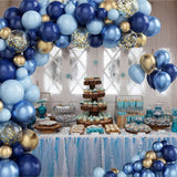 Triogift Blue Metallic Balloons Garland Kit Gold Confetti Balloon Arch Birthday Party Decoration Kids Wedding Birthday Baby Shower Boy