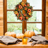 Triogift  45cm Fall Wreaths for Front Door Autumn Wreath with Berry Pumpkin Maple Leaves Thanksgiving Harvest Festival Home Decoration