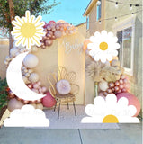 Triogift 18/24/36inch Boho Daisy KT Board Cloud Moon Sun Cutout for Birthday Party Decoration Baby Shower Anniversary Wedding Supplies