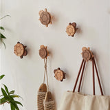 Triogift Household Solid Wood Hook Kitchen Item Wall Hook Hanger Punch Creative Animal Turtle Decorative Hooks Coat Rack Home Storage