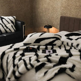 Triogift  Luxury Faux Fur warm blanket for Winter double layer thickened Blankets for Bed Plaid Plush Sofa Blankets Microfiber bedding