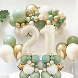 Triogift  1set Creamy Number Balloon Tower Avocado Green Balloons Set For Adult 30 40 50 Birthday Party Decoration Kids Birthday Supplies