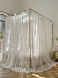 Triogift Quadrate Palace Mosquito Net Romantic French Lace Princess High-end Three-door Thickened Bedcover Bed Curtain Canopy Home Decor