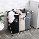 Triogift Foldable Laundry Basket Three Grids Waterproof Organizer Basket Home Large  Dirty Clothes Toy Laundry Hamper