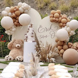 Triogift Brown White Sand Balloons Garland Arch Kit Kids Birthday Party Balloon Baby Shower Decor Wedding Anniversary Decoration Supplies