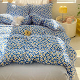 Triogift Bedding Set Floral Style Duvet Cover Pillowcase and Bedsheet Home Bed Linen Set Single/Queen Size Bedclothes