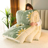 Triogift  Daisy Super Thick Warm Autumn Winter Blankets for Beds Lambswool Thicken Warmth Blanket Soft Fluffy Weighted Blanket Comforter