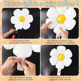 Triogift 1/10Pcs Daisy Balloon Huge White Flower Aluminum Foil Balloons for Birthday Baby Shower Wedding Daisy Party Decorations Supplies