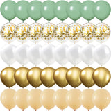 Triogift  40PCS Sage Green Gold White Latex Confetti Balloons Baby Shower Birthday Wedding Party Decorations Globos