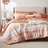 Triogift Comforter Set, Striped Bedding Set All Season, Bed in a Bag with Comforter, Sheets, Pillowcases & Shams, Twin, Cal King