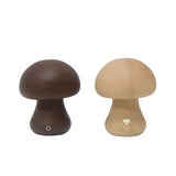 Triogift  INS LED Night Light With Touch Switch Wooden Cute Mushroom Bedside Table Lamp For Bedroom Childrens Room Sleeping Night Lamps