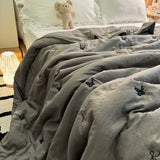 Triogift Summer Quilt Cooling High-End Gray Ins Wind Butterfly Embroidery Single  Dormitory Single Air Conditioning Quilt Offi