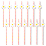 Triogift  10/20pcs Daisy Flower Paper Straws Daisy Birthday Party Decorations Disposable Drinking Straw Baby Shower Wedding Decoration