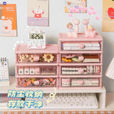 Triogift Stationery Storage Box Desktop Student Ins Drawer Pen Cabinet Office Tape Hair Accessories Kawaii Sundries Organizer