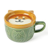 Triogift  -  European Cartoon Animal Ceramic Coffee Cup Kids Gift with Lid Mug Couple Coffee Cup Breakfast Milk Mug Porcelain Home Decoration