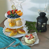 Triogift  3 Layer Fruit Plate Tray Display Cupcake Cake Stand Holder Shelf Stackable Detachable Birthday Party Wedding Dessert Holder