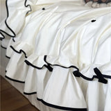 Triogift  Luxury 1000TC Australian Long Staple Cotton French Princess Wedding Bedding Set Ruffles Edge Duvet Cover Bed Sheet Pillowcases