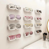 Triogift Glasses Display Cabinet Sunglasses Storage Box Wall Mounted Perforated Free Sunglasses Storage Glasses Rack Home Tidying