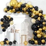 Triogift Black Gold Balloon Arch Garland Kit Confetti Balloons Birthday Party Decorations Adults Wedding Anniversary Balloon Baby Shower