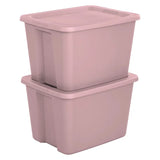 Triogift Sterilite 18 Gallon Tote Box Plastic, Blush Pink, Set of 8