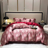 Triogift Mulberry Silk 4 Pieces Comforter Bedding Set, 1PC Duvet Cover, 1PC Bed Sheet, 2PCS Pillowcases, Luxury Home Textiles Bedclothes