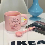 Triogift  -  Simple Pink Snow House Matte Ceramic Cup Ins Style Korean Style Girl Heart Breakfast Coffee Milk Cute Mug Household Dessert Cup