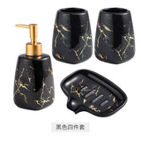 Triogift  -  luxury dark green ceramic bathroom four-piece set soap dish gargle cup lotion bottle bathroom accessories porcelain holder decor