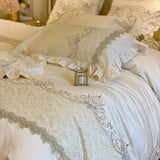 Triogift  European-Style Luxury High-End 100 Cotton Four-Piece Set Exquisite Lace Embroidery Cotton Quilt Cover Bed Sheet Bedding