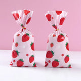 Triogift 25/50/100pcs Strawberry Theme Party Candy Gift Bags Biscuit Packing Bag Birthday Party Decor Strawberry Party Baby Shower Decor