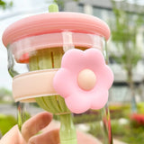 Triogift  -  Kawaii Flower Glass Cup Aesthetic With Lid Straw Infuser Glass Bottle Tumbler For Water Tea Juice Vintage Drinking Bottle 600ml