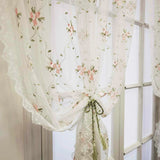 Triogift  Romantic Embroidery Lace Pink Floral Curtain for Living Room Sheer Voile Drape Princess Bedroom Wedding Home Decoration #E