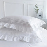 Triogift White Flat Sheet Thickened 100% Cotton Bedding Sheets queen Lotus Leaf Flat Bed Sheet Duvet cover and pillowcases quilt case