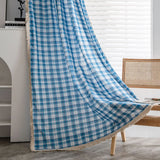 Triogift Kitchen Curtains for Living Room Bedroom Home Decoration Curtain Semi Blackout American Style Plaid Yarn-dyed Cotton and Linen