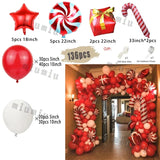 Triogift Christmas Balloon Set Candy Cane Aluminum Red Green Christmas Tree New Year Party Balloon Chain Arch Decoration Supplies Gifts