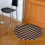 Triogift Irregular Checkerboard Bedroom Rug Round Simple Design Solid Color IG Fashion Living Room Carpet Polyester Cute Decoration Home