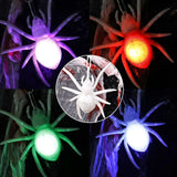 Triogift  Halloween Fake Spider Trick Toy Decorative Lamp Practical Joke Flashing Spider Light Home Office Party Kid Funny Play Scare Toy