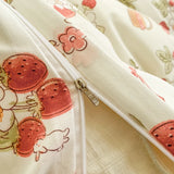 Triogift Cartoon Strawberry Rabbit Duvet Cover Lovely Floral Bunny Bedding Set Country Style Comforter Cover Home Microfiber Quilt Cover