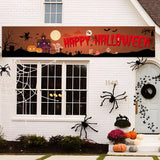 Triogift Halloween Trick Or Treat Banner Happy Halloween Decoration For Home Pumpkin Bat Ghost Print Backdrop Horror Party Suppiles