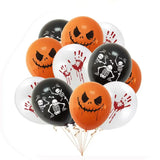 Triogift 12pcs Halloween Party Balloon Dress Up Horror Vibe Event Decor Skeleton Pumpkin Bats Ghost Festival Party Decoration Balloons