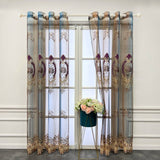 Triogift Europe Luxury Light Embroidery Floral Sheer Curtain for Living Room Voile Drape Villa Window Treatment Custom