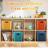 Triogift 8 Pieces Colorful Storage Bins with Lid and Handle, Plastic Stackable Baskets Desktop Cube Box Storage Bins