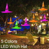 Triogift  5 Colors Halloween Glowing Witch Hat Halloween Outdoor Hanging Glowing Witch Hat Light Operated For Yard Tree Decor Cosplay Prop