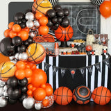 Triogift Basketball Balloon Garland Set Orange Black Metallic Silver & Basketball Aluminum Film Balloon Sport Theme Party NBA All Star Space Jam Birthday Decor