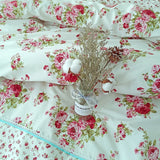 Triogift Elegant Flowers Print Bedding Sets King Queen Size Pastoral Style Ruffle Lace Duvet Cover Bed Sheet Pillowcases Home Textile