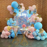 Triogift Baby Shower Decor Balloons Garland Pastel Pink Blue Silver Balloon Arch Kit Kids Birthday Party Gender Reveal Decoration Globos