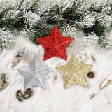 Triogift Gold Glitter Star Ornaments Christmas Tree Hanging Pendant 2024 Christmas Decorations for Home Navidad New Year Party DIY Gift