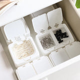 Triogift Plastic Storage Box with Lip Cover Household Desk Drawer Sundries Organizer Cotton Swabs Cotton Pad Container Mini Jewelry Box