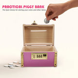 Triogift Money Box Lock Desktop Ornament Wood Decor Unbreakable Jar Saving Pot Bank Lovely Coin Girl Piggy Banks Kids